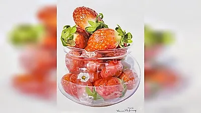 ガラス越しに変わる花とイチゴ…アリアギャラリー、キム・ホソンの個展が21日まで開催